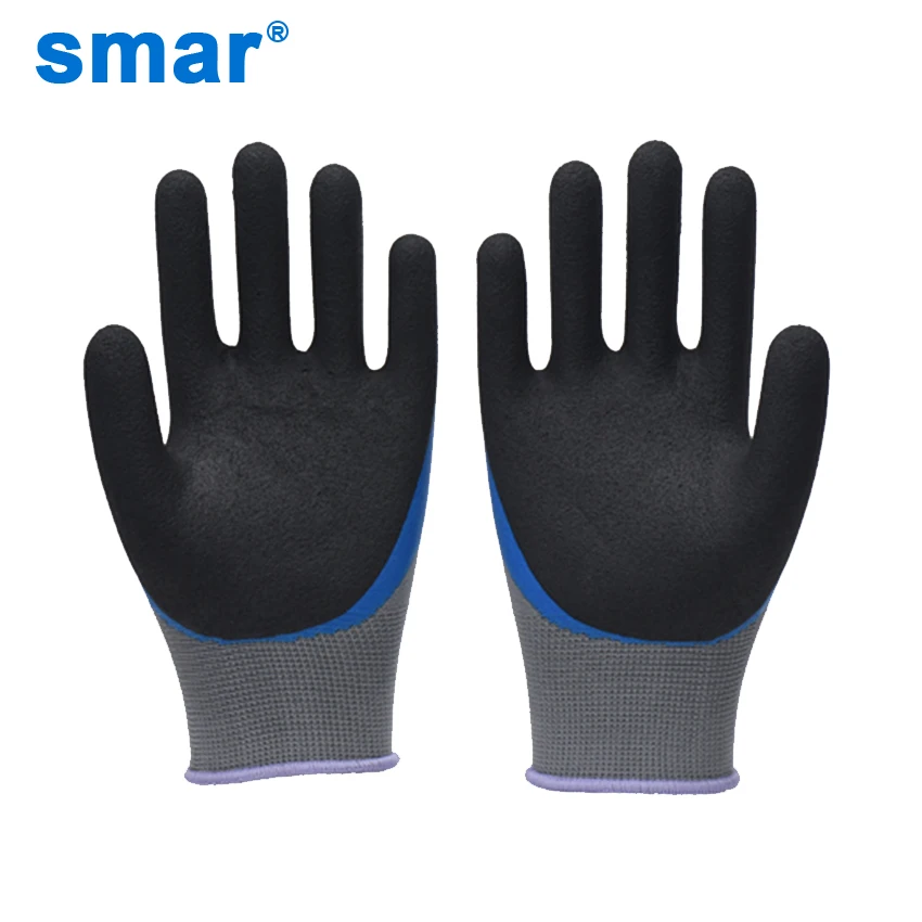 

Smar 6 Pairs Free ship Latex Microfine Foam Gloves Safety Gloves Working Gloves Men Muti-Function Blue &Black Cover Gloves