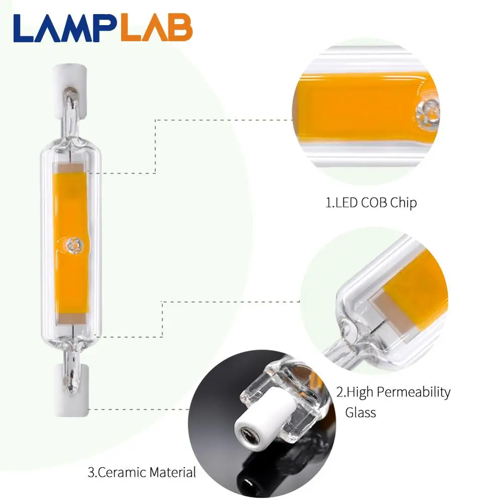 Светодиодный светильник R7s COB AC 220 В 240 В 78 мм 118 мм со стеклянной трубкой, замена галогенной лампы, энергосберегающий светильник J78 J118 5 Вт 9 Вт 13 Вт