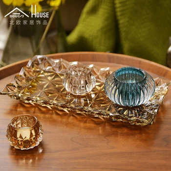 

ADOUS North European modern coffee table ornaments creative glass tray ornaments