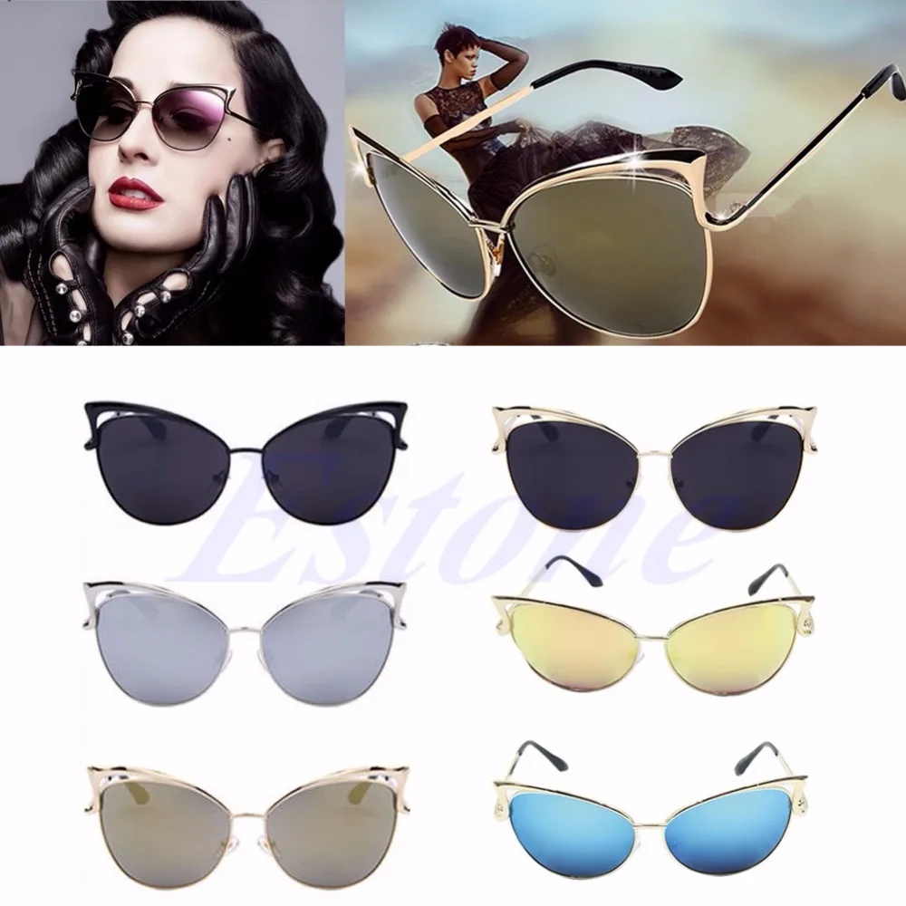 [lvding] Lady Women Cat Eye Sunglasses Retro Classic Metal Frame Designer Vintage Shades In