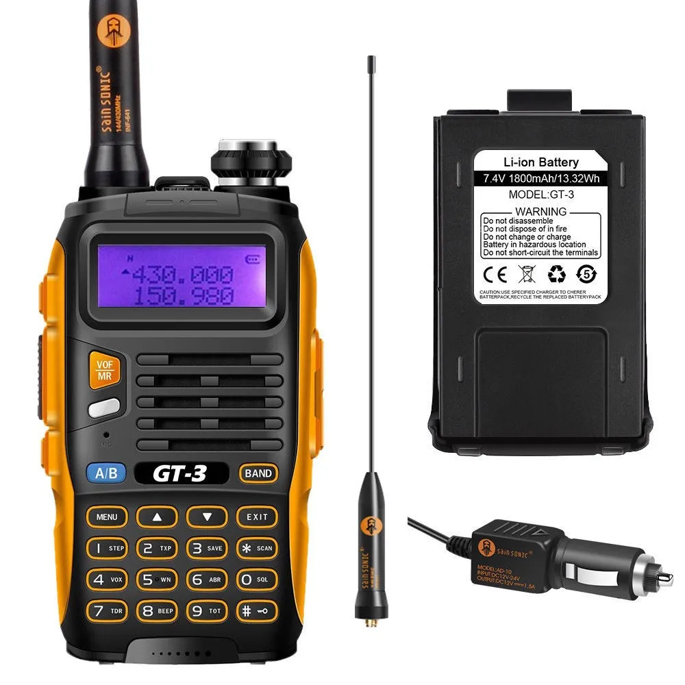 Baofeng GT-3 Mark II двухстороннее радио двухдиапазонный UHF/VHF 136-174/400-520 МГц Ручной с 23 см высоким коэффициентом усиления антенны и автомобильное