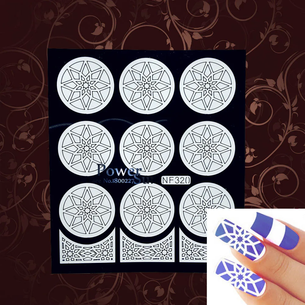 

White Star Flower Designs Nail Art Stencil Polish Painting Airbrush Tool Nail Decal Charms Hollow Out Nail Sticker Templates
