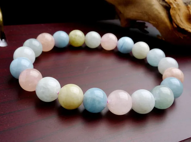 Whole 9mm Precious Mix Colors Natural Morganite Bracelets For Whole 9mm Precious Mix Colors Natural Morganite Bracelets For Women Lady Stretch Charm Round Beads Jewelry