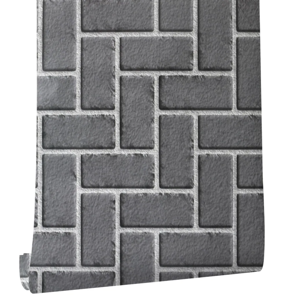 

HaokHome Vintage Faux 3D Brick Wallpaper Self Adhesive Peel Stick Grey Brick Stone For living room bedroom Wall decoration