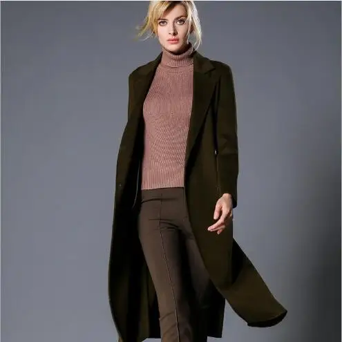 Army Slim red Cachemire Double Chaud Laine Femmes 2018 Nouvelles Longue Green En Fit À Boutonnage Pardessus Face Hiver Extérieure Section De Veste Manteau Lady wpPgnHAW1q