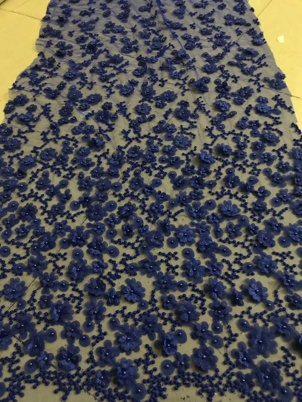 

ZH-4918 pretty 3d flower net lace french beaded lace embroidered tulle lace fabric
