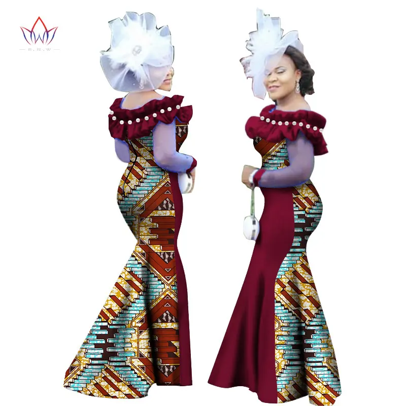 Осень стиль женское платье африканская одежда с длинным рукавом Дашики Длинные Макси платья для женщин плюс Размер 6XL WY2451