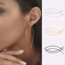 Moda feminina menina geométrica brincos em forma de peixe simplicidade fio de cobre brinco artesanal brincos de gota feminino