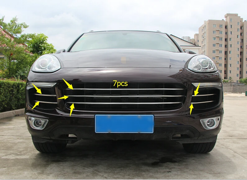 

2015 For Porsche Cayenne Front Middle Grill Grille Inserts Cover Trim 7pcs