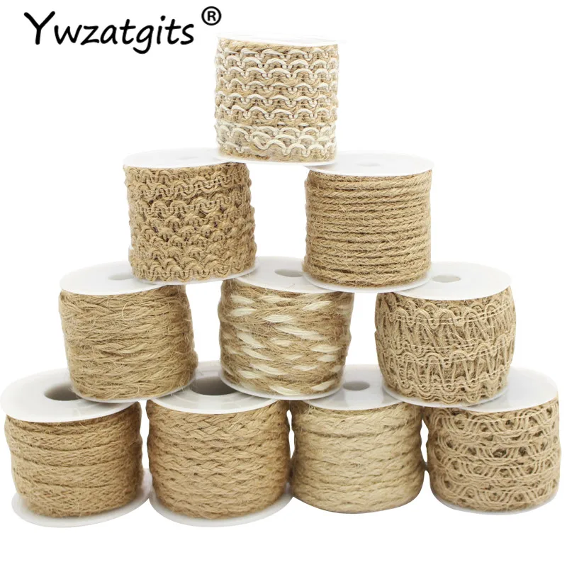 

1Roll(5Meter) Natural Hemp Rope Burlap Hessian Jute Twine Ribbons Cord DIY Gift Wrapping String Thread Party Accessories YV0805