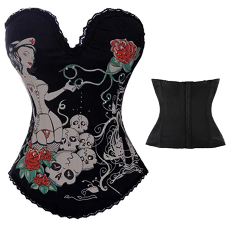 Corsetto Gotico In Pelle Con Pizzo - Corpetto Donna, Vita Alta, Regolabile Per Feste E Cosplay - Foto 6