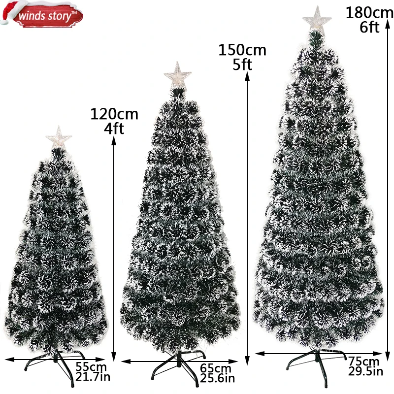 Рождественская елка 4'/5'/6' волоконно-оптический светодиодный меняющий Цвет Традиционный Искусственный Зеленый флэш Рождественская елка Рождественские украшения для подарков
