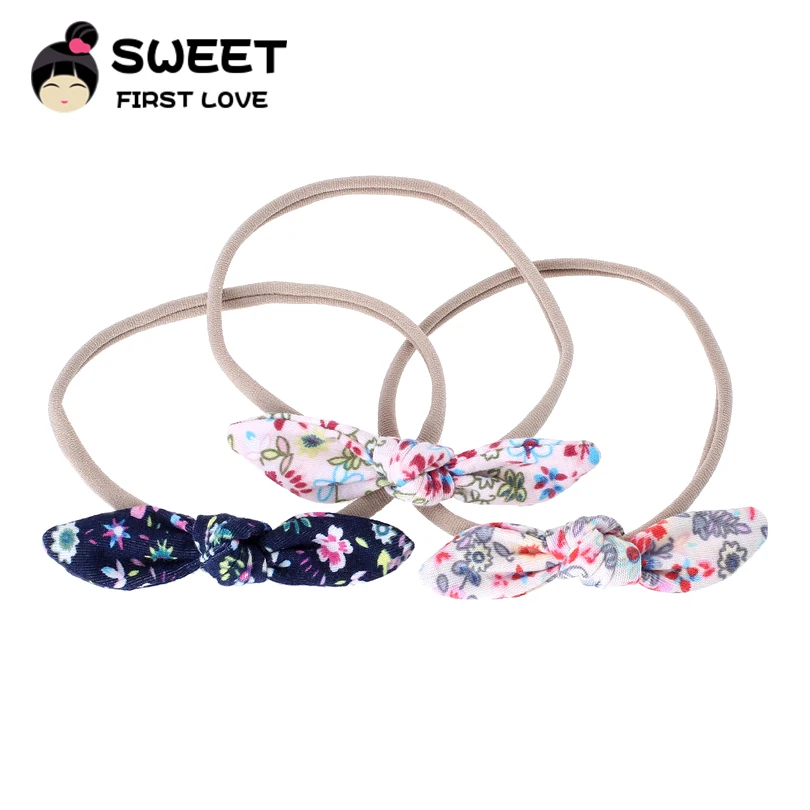 

3 pcs/lot New Fashion Cute Girls Floral Bow Knot Headband Hair Hoop Lovely Ribbit Ears Hairband Headwear Kids Hair Accessories