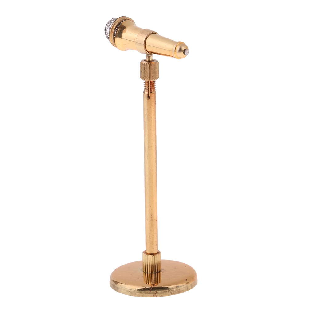 1/12 Dollhouse Miniature Metal Microphone Model with Holder Music Room Decor