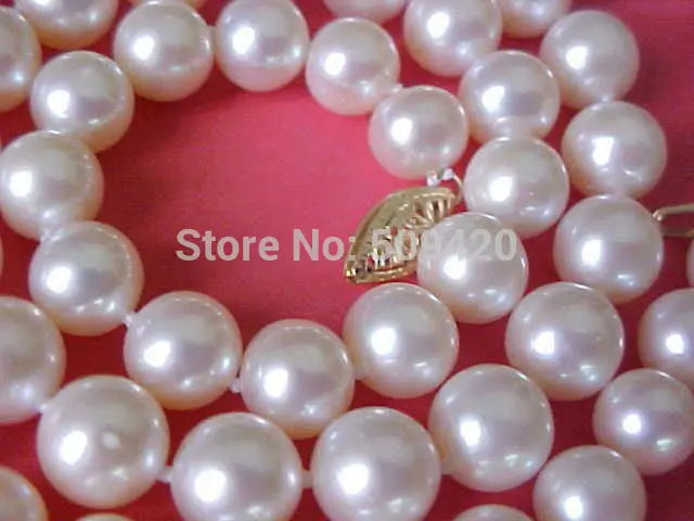 

~~ Free Shipping >>10-11MM NATURAL SOUTH SEA GENUINE WHITE PEARL NECKLACE