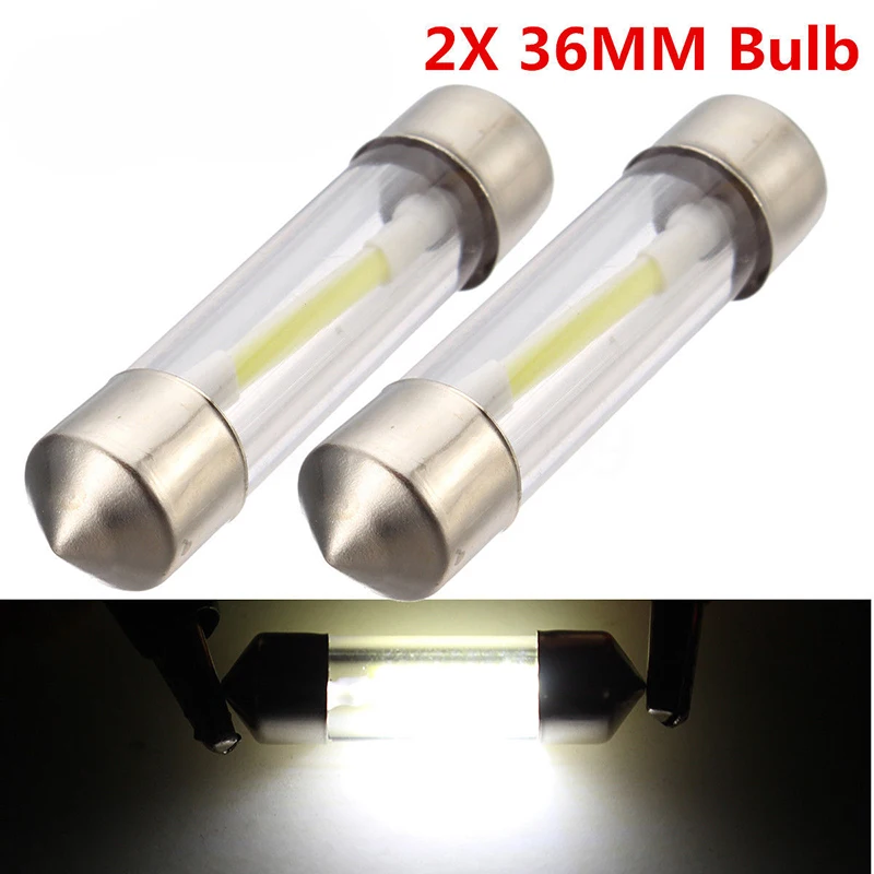 

2Pcs 36mm C5W LED Car Reading Map Dome License Plate White Light Bulbs 6000K