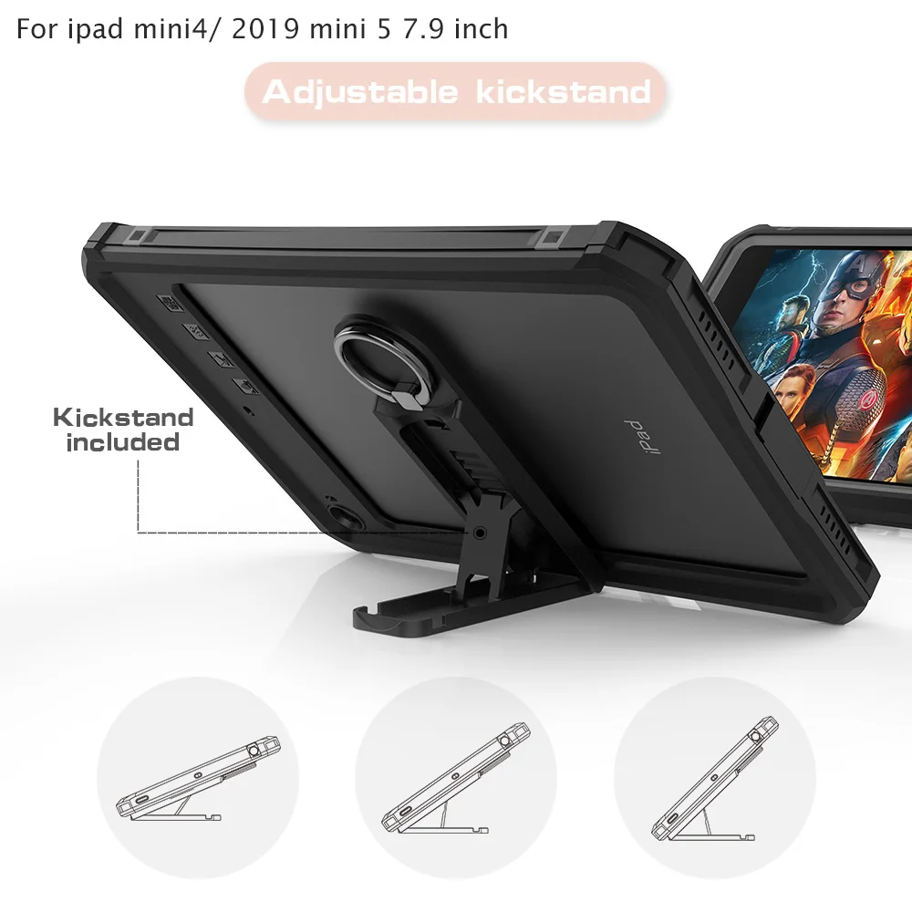 IP68 Новый 2019 для ipad mini 5 7 9 дюйма (также 4) водонепроницаемый и ударопрочный чехол с