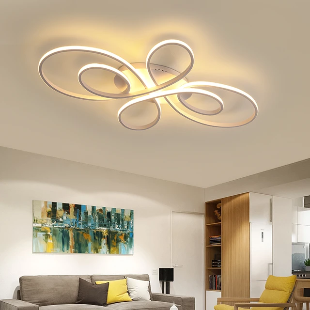 Lampe Led Avec Télécommande, Intensité Réglable, Blanc Et Noir, Luminaire À  Intensité Réglable, Idéal Pour Un Salon, Une Salle À Manger Ou Une Chambre  À Coucher, Nouveau Modèle Plafond Moderne À Leds 