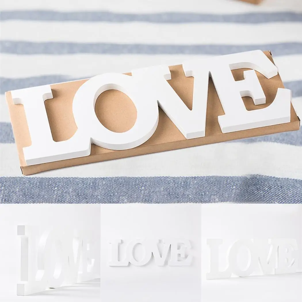 

Wooden Love Letter Bedroom Decoration Word White Ornament for Home Cafe Bar