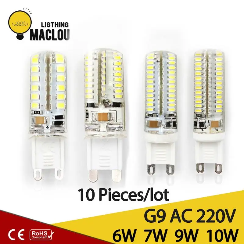 10 шт G9 светодиодный лампы кукурузы AC220V 6 W 7 W 9 W 10 W SMD3014 2835 галогенная лампа ампулы светодиодный G9 лампы прожектора Энергосберегающая для дома