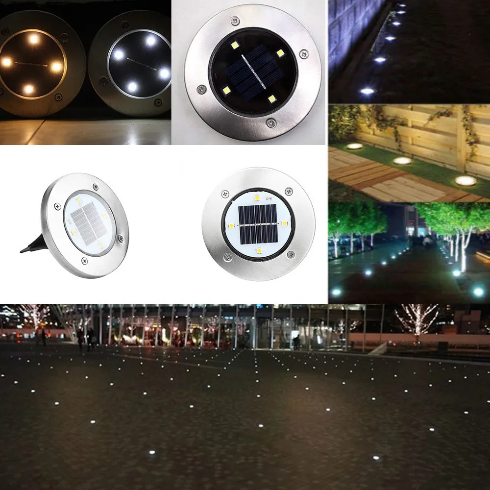 

MUQGEW Solar 4 LED Outdoor Path Light Spot Lamp Yard Garden Lawn Landscape Waterproof Buried Yard Lamp Landscape Lights