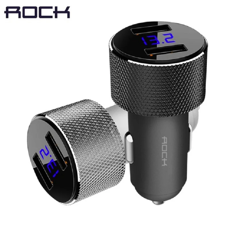 

ROCK LED Digital Display Dual USB Car Charger Universal 3.4A 2 USB Car Charger adapter For Mobile Phones For Tablet PC