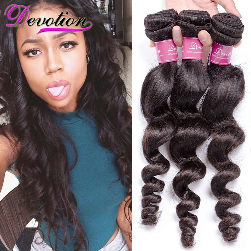 7A Brazilian Virgin Hair Brazilian Loose Wave Virgin Hair 3Bundles Loose Wave Brazilian Hair Tissage Bresilienne Loose Deep Wave