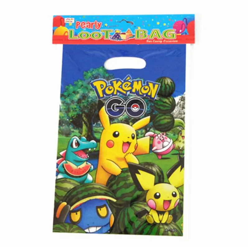 

20Pcs/Lot Cartoon Bags Gift Bags Cartoon Pokemon go Theme Boy Girl Happy Birthday Party Decoration Party Supplies for Kids