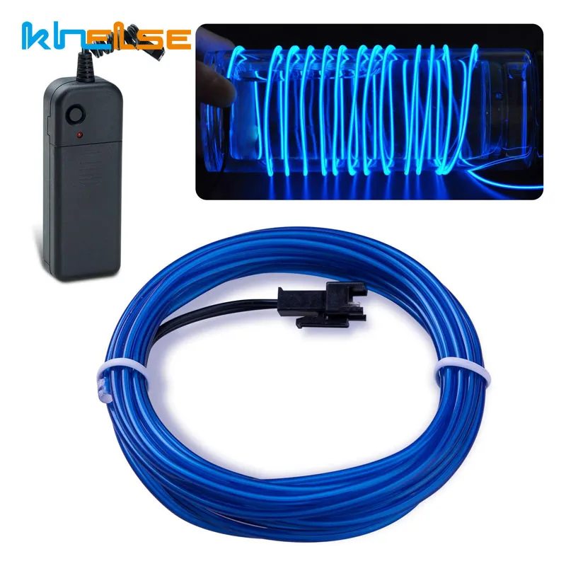 DIY неоновый светильник El Wire с питанием от аккумулятора 3 в AA м 5 гибкий веревкой