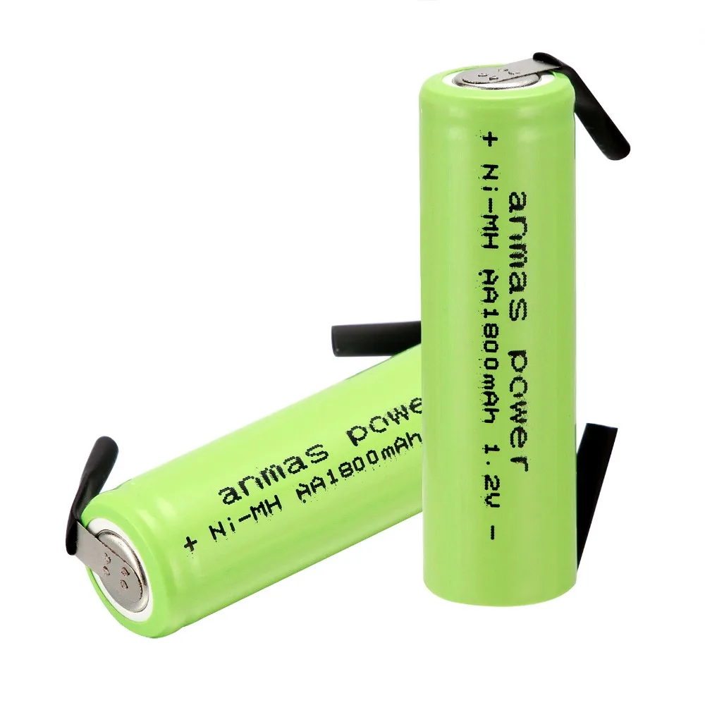 2 шт AA 1,2 V 1800mAh Ni-MH NiMH аккумуляторная батарея для электробритва бритвы