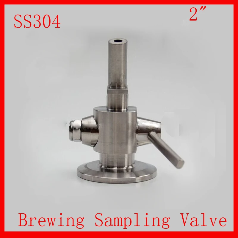 New Stainless Steel 2" SS304 Sanitary Clamp Brewing sample valve, SS sampling valve for tank