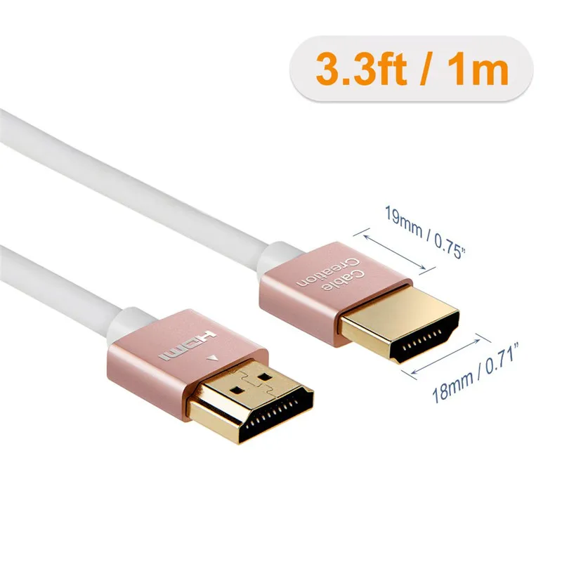 Ультра тонкий HDMI папа-папа HDMI 2,0 высокоскоростной ультра тонкий низкопрофильный кабель Поддержка 3D 4 k@ 60 Гц, возврат аудио для PS4