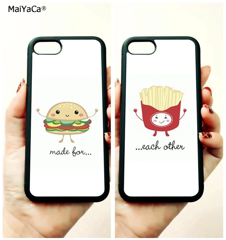 

BFF love couple burger buddy fry soft edge mobile phone cases for apple iPhone x 5s SE 6 6s plus 7 7plus 8 8plus XR XS MAX case