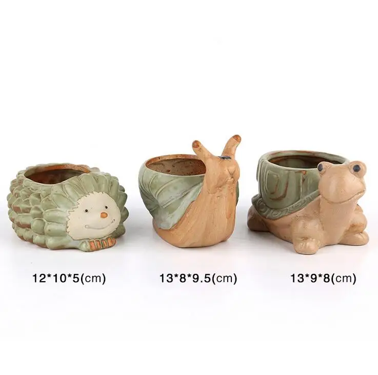 

Cartoon Tortoise Hedgehog Snails shaped Mini Flower Pot for Succulents Fleshy Plants Flowerpot Ceramic Home/Garden Decor 1602