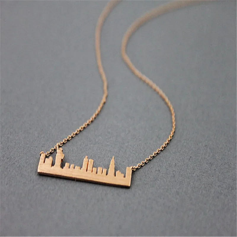 Fashion New York Skyline cityscape Pendant choker Necklaces for Women Charm Delicate beautiful Gift jewelry gold/silver plated
