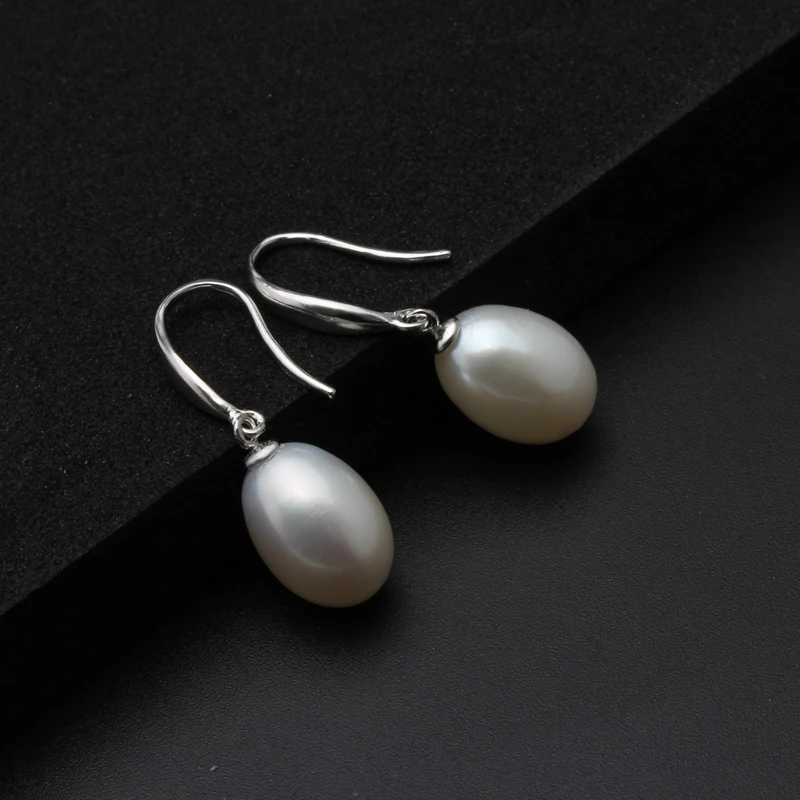 Real freshwater gray pearl earrings for women,wedding 925 sterling silver jewelry black natural pearl earring girl birthday gift