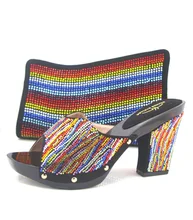 Italienische Top qualität schuhe und passende tasche, neueste Slipper high heel partei schuhe! MD015-398 schwarz farbe größe 38-43.