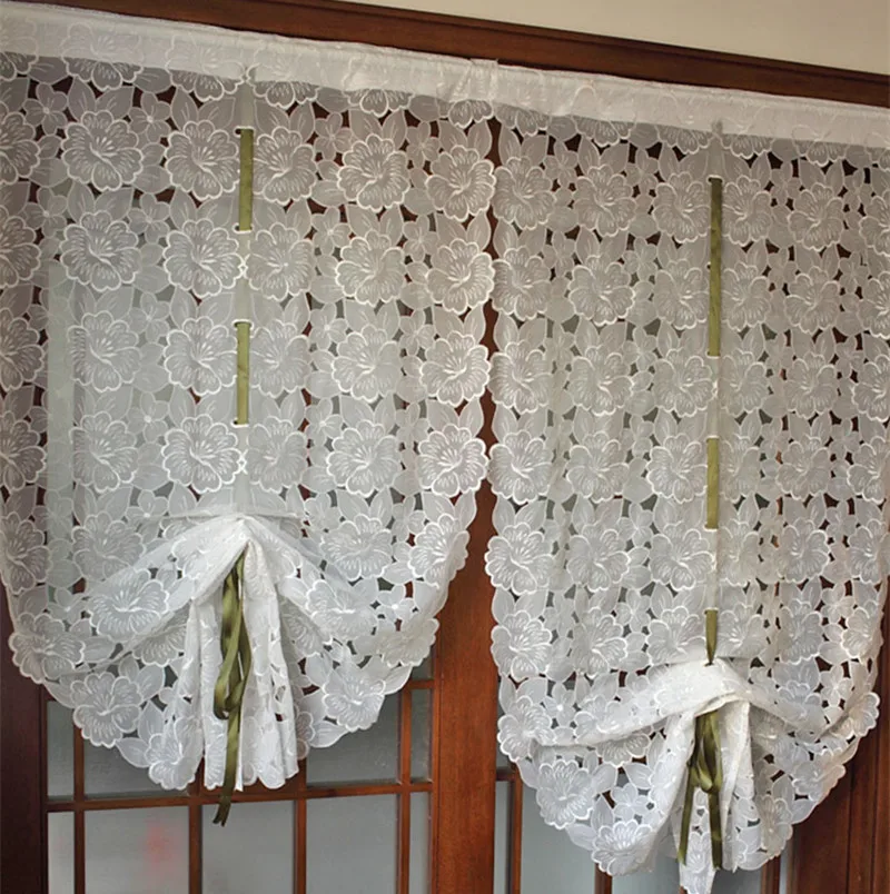 

Embroidered flower pattern curtains. Exquisite Roman curtain. Soft room curtain.