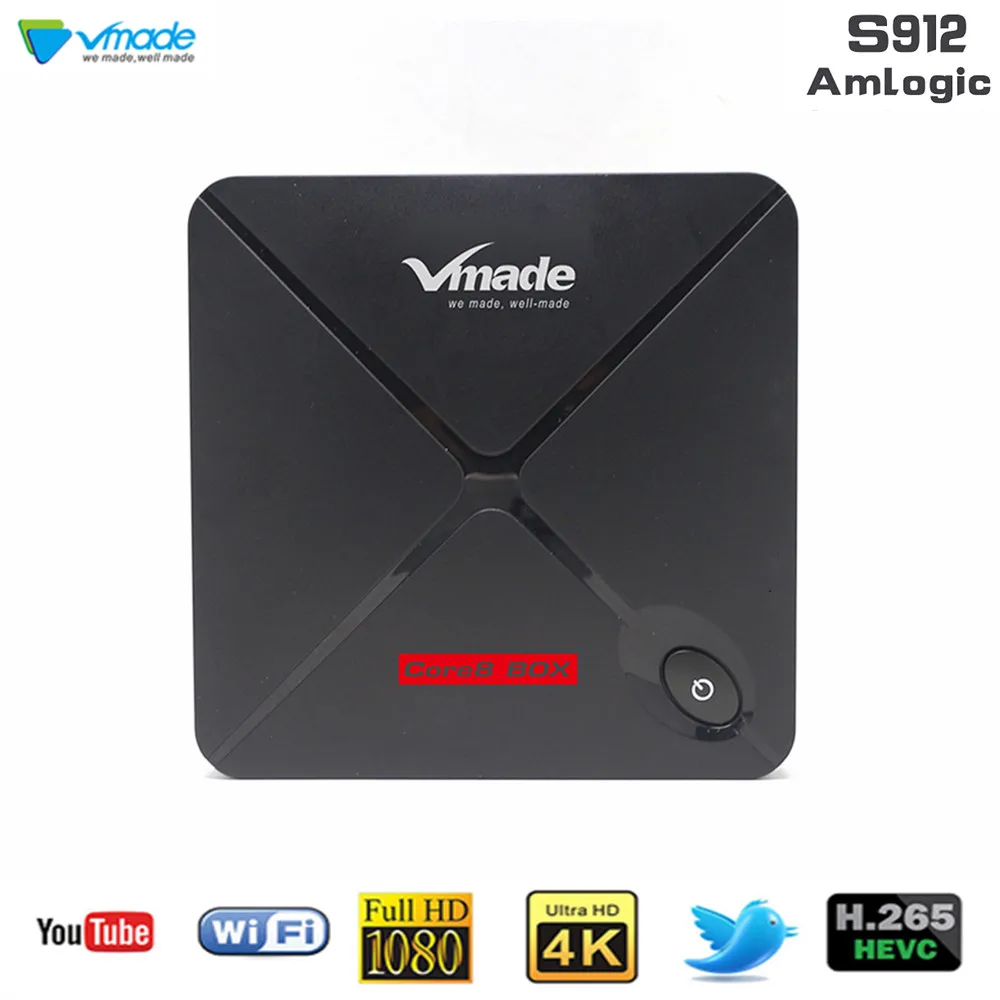 

Vmade Smart Mini IPTV Box Android 7.1 OS HD 4K H.265/HEVC Amlogic S912 Quad Core 2G/16G Support 1.5 ghz WIFI Google Media Player