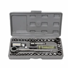 40pcs/set Auto Moto Repair Tool Kit Socket Sleeve Ratchet Wrench Puller Arbor Toolbox Combination Suit Hardware Car Repair Tools