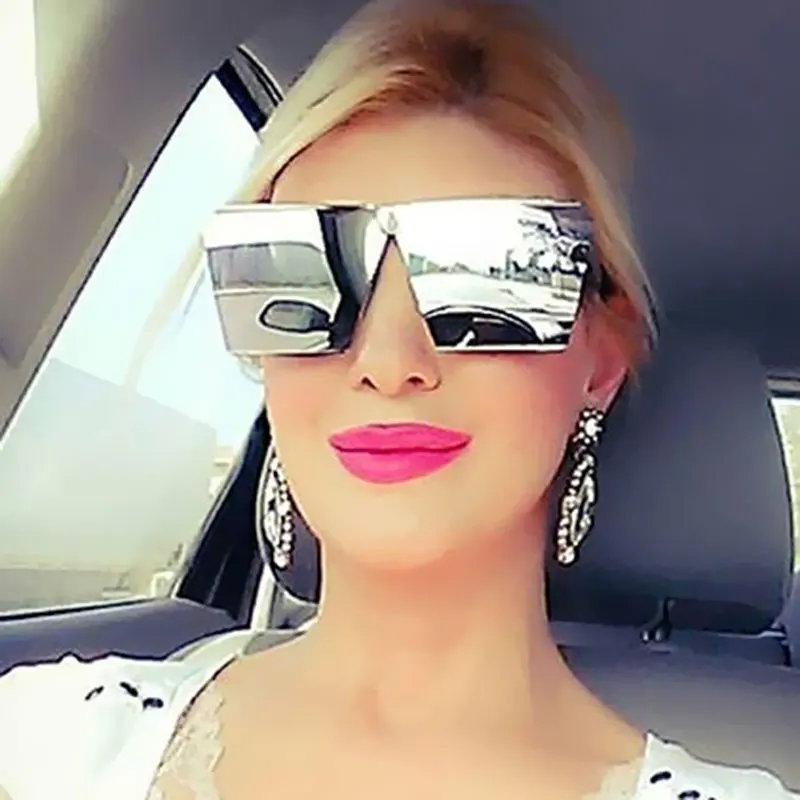 Fashion Brand Designer Sunglasses Men Women Mirror Sun glasses Lady Flat parallel Oversized size 2017 New