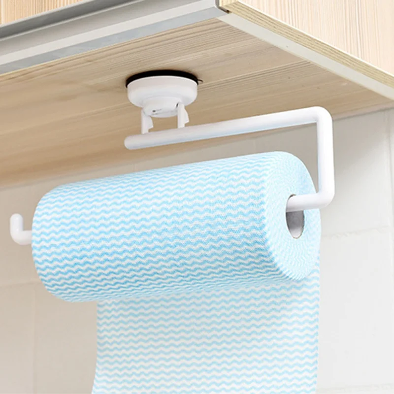 Home Accessories Storage Holder Vacuum Sucker Paper Towel Rack Adhesive Bathroom Towel Shelf Wall Hanging Roll Paper Rack New