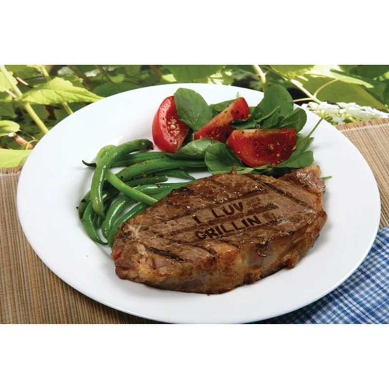 BBQ Branding Iron Wooden Handle Outdoor Barbecue Tools Restaurant Steak Meat Stigma Tools 1pcs Stainless Steel 55 letters 45cm