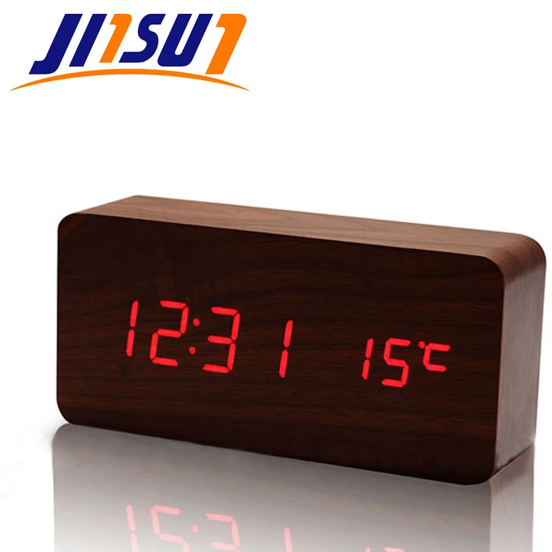 Aliexpress.com : Buy JINSUN Modern Wood Clock Dual led ...