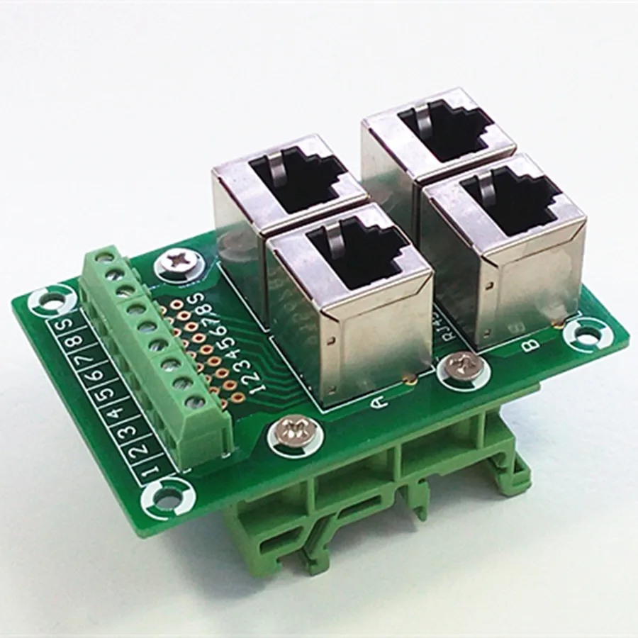 RJ45 8P8C Jack 4-Way Buss Breakout Board, клеммный блок, разъем