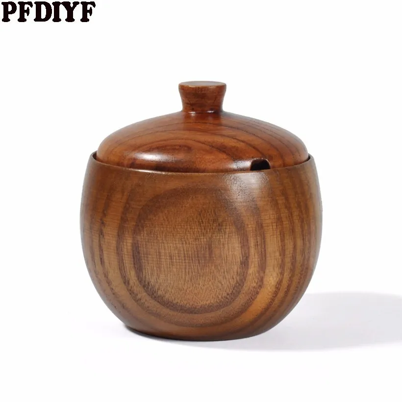 Creative Natural Jujube Wooden Bowl With Lid Soup Rice Noodles Bowls Kids Lunch Box Tableware for Baby Feeding Storage Spice jar