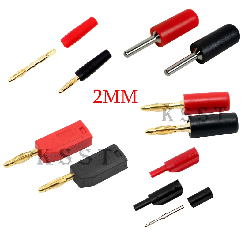 40pcs Mini 2mm Banana Plugs Gold plated Copper Line Gold Plated Plug