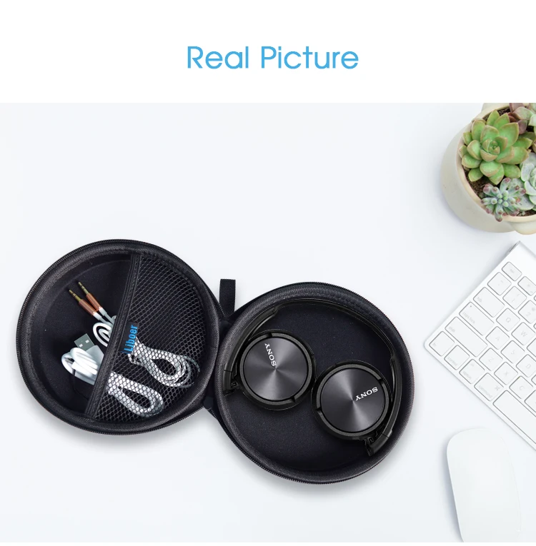 Liboer Headphone Hard Case Bag Portable with Zipper Black Headphone Boxes Case Large Big for Edifier H690 AKG Y45 Headset B&O A1 11