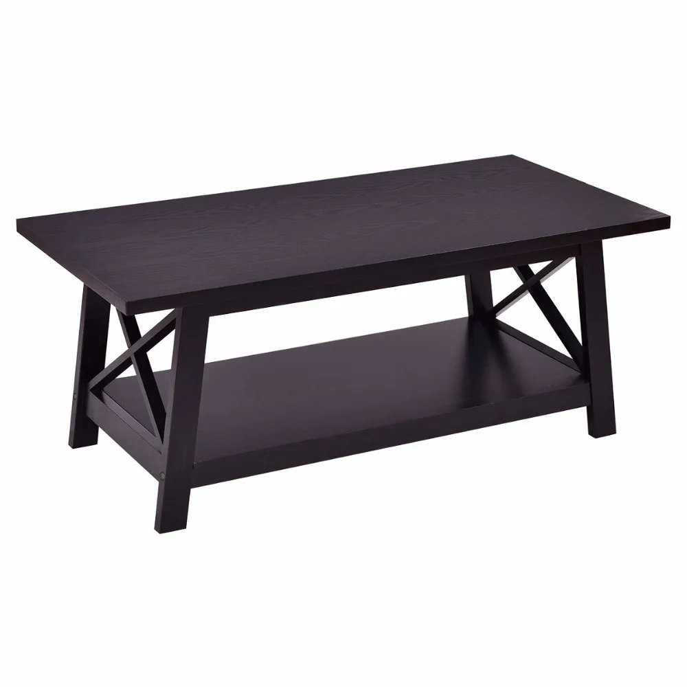 Giantex Coffee Table Rectangle Cocktail Side End w/ Storage Shelf Living Room Furniture Home Furniture HW55016