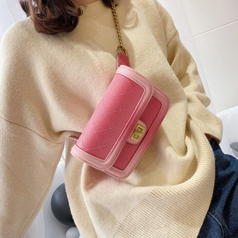 

2019 explosion model rhombic diagonal cross chain shoulder bag simple fashion multi-function wild style series small square bag